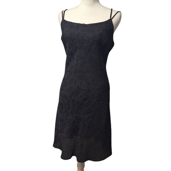 Steppin Out Dress Black Lace Strappy Back Slip Women Size 13 14 USA Short Formal - Picture 12 of 12